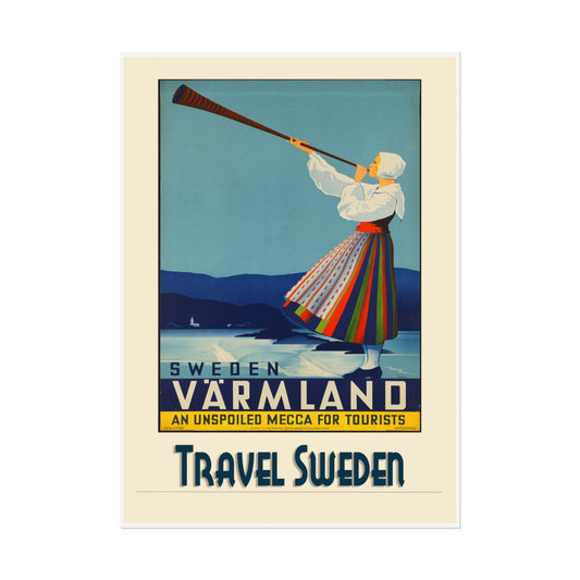 Vintage Travel Sweden Poster Rolled Posters, Large Wall Art, Retro Scandinavian Print, Wanderlust Home Decor, Travel Theme Decoration - Old School Male 