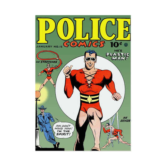 Retro Police Comics Number 15 Cover Poster Print - Old School Male 