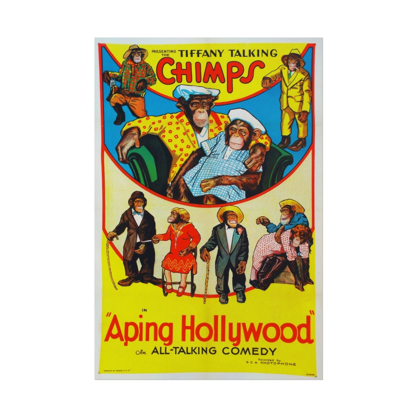 Retro Aping Hollywood Chimps Film Poster - Old School Male 