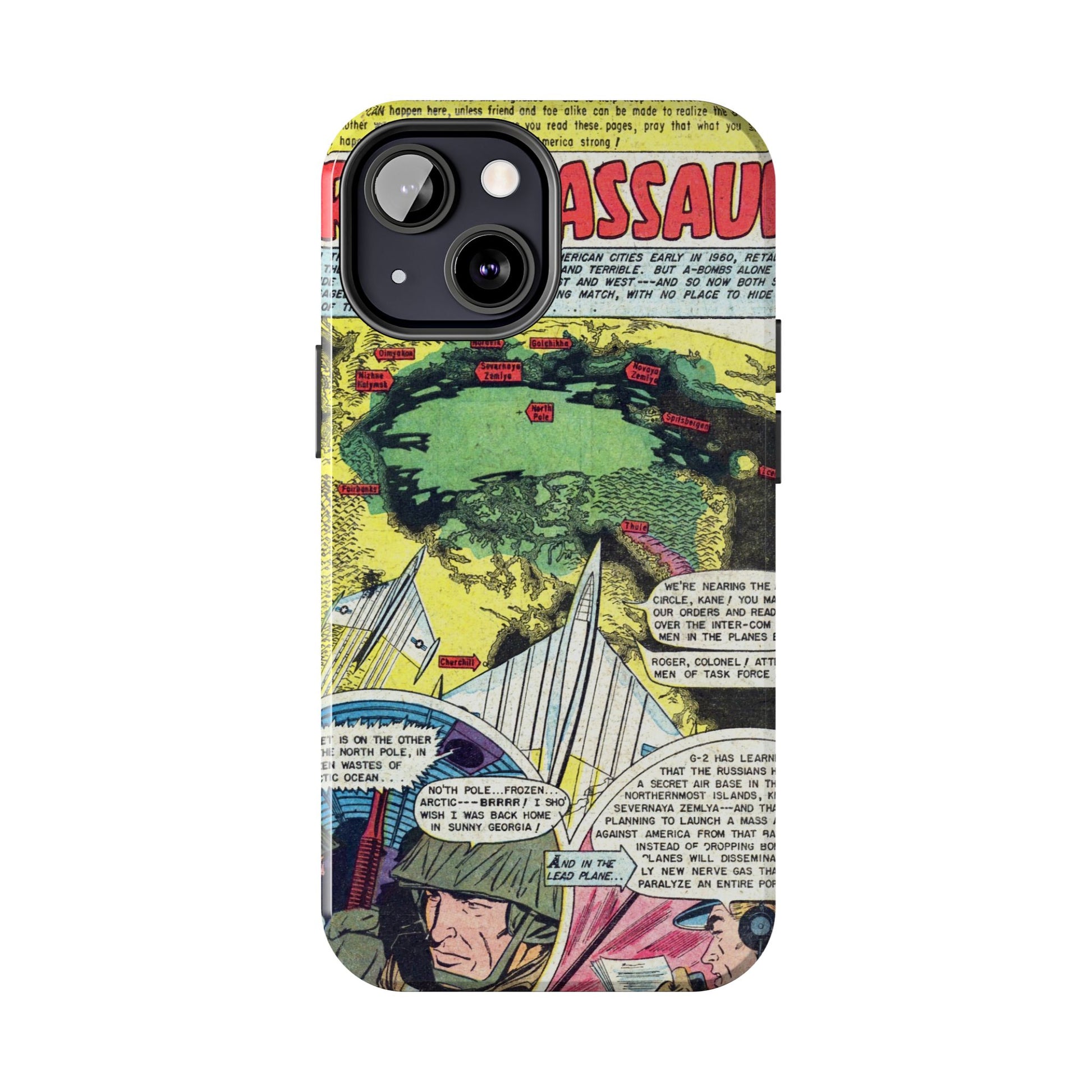 Vintage Atomic Warfare Comic Page Rugged Phone Cases - Old School Male 