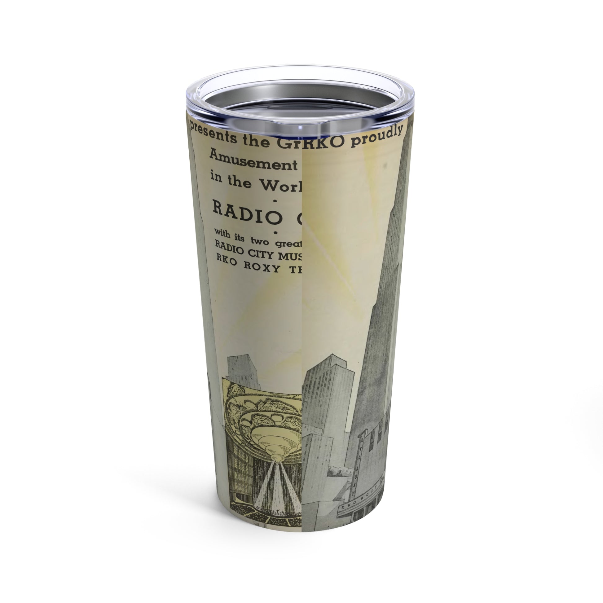 Vintage Radio City Music Hall Tumbler, 20oz Retro Music Lover Gift - Old School Male 