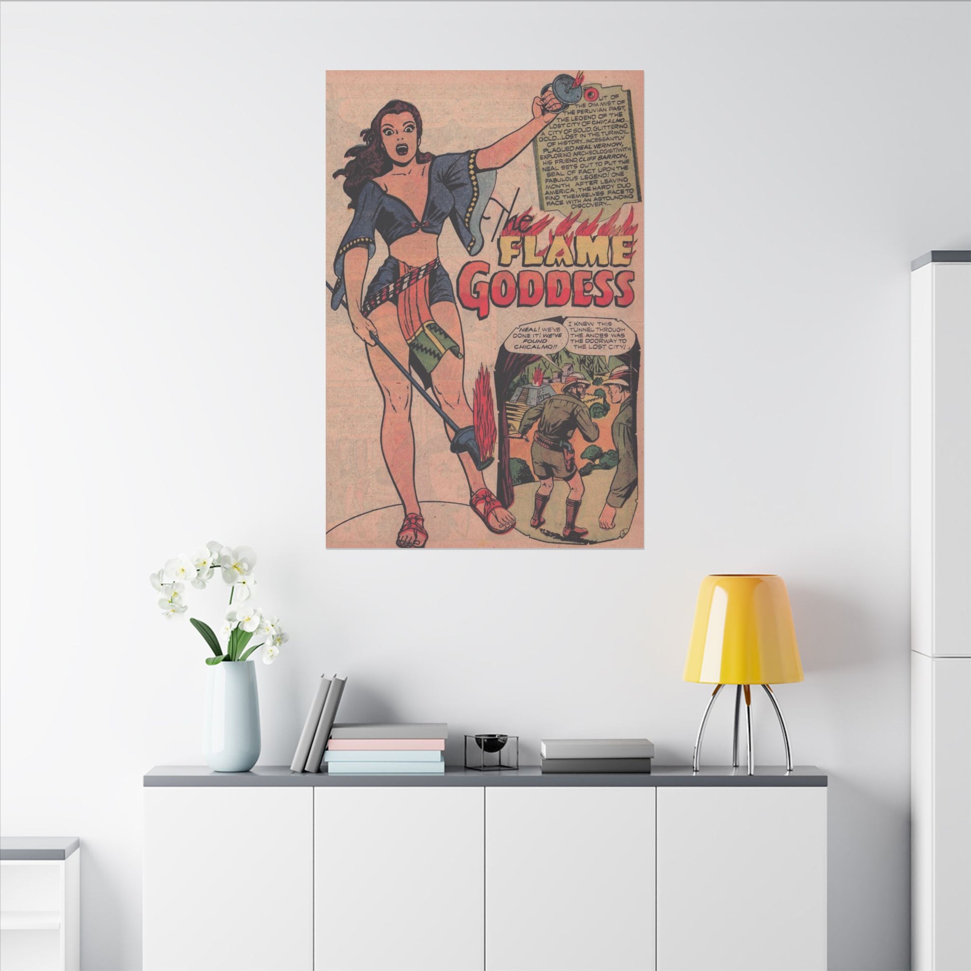 Vibrant Flame Goddess Matte Canvas Artwork - Stretched & Ready to Hang (Various Sizes) - Old School Male 