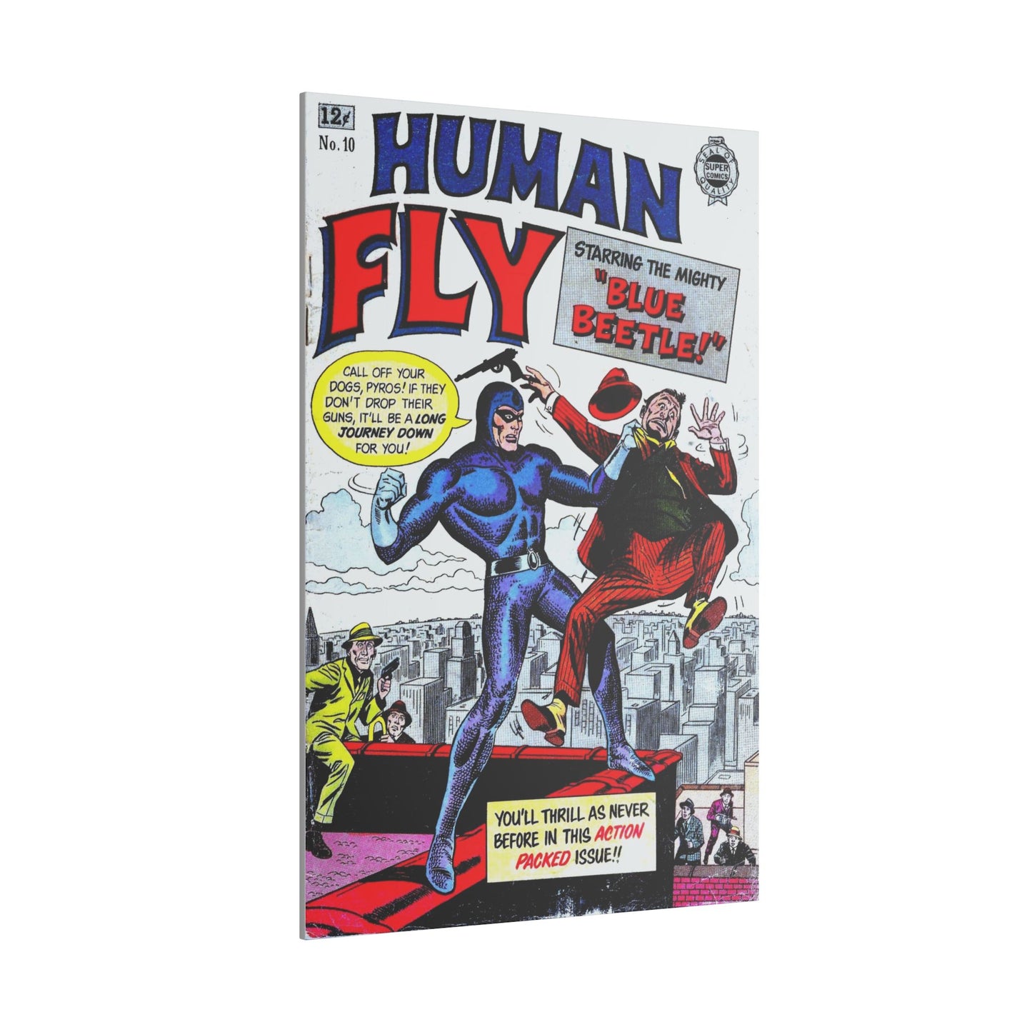 Vintage Human Fly Comic Art Canvas Print – Stretched Matte (Various Sizes)