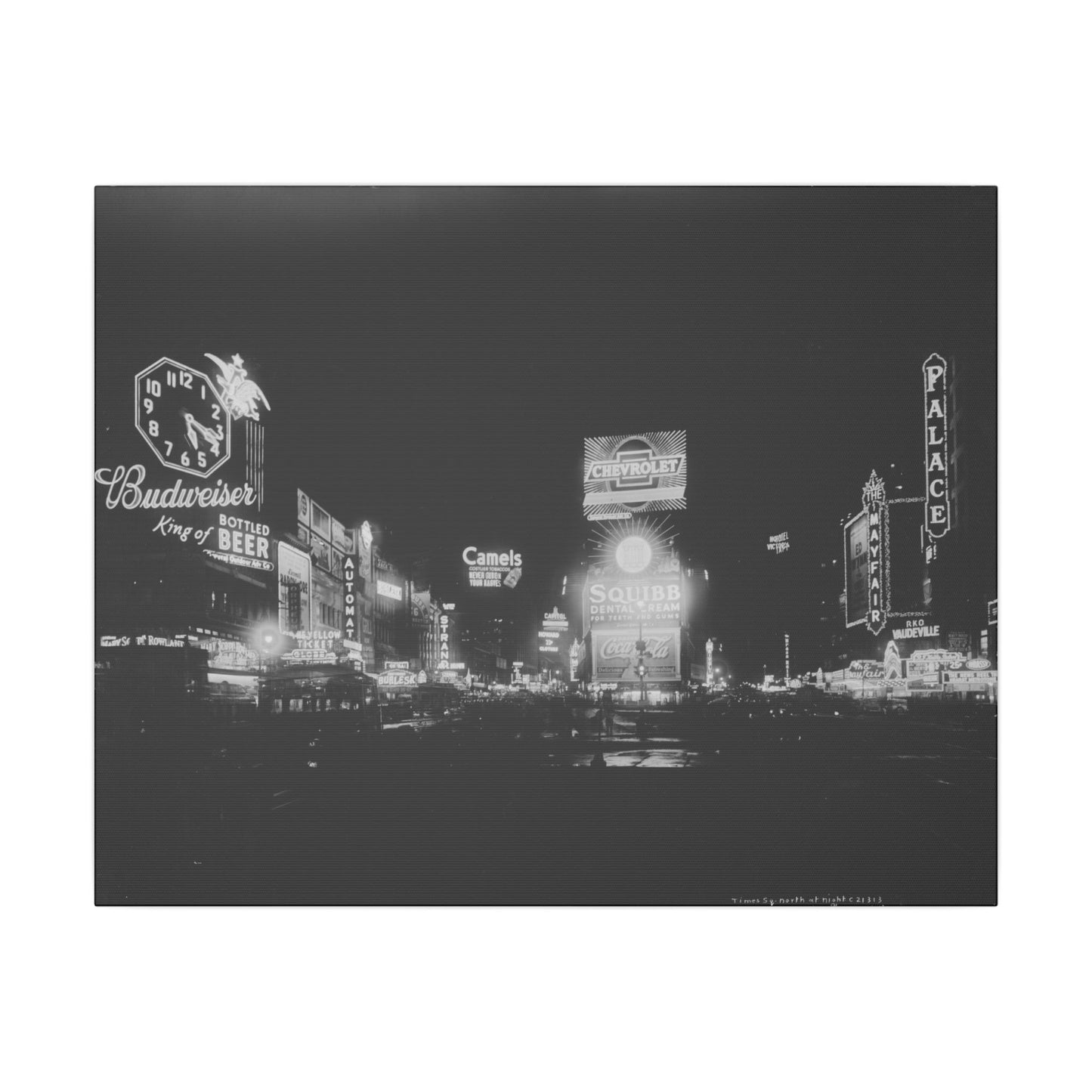 Nighttime Elegance: Vintage Times Square Matte Canvas Print (Multiple Sizes Available)