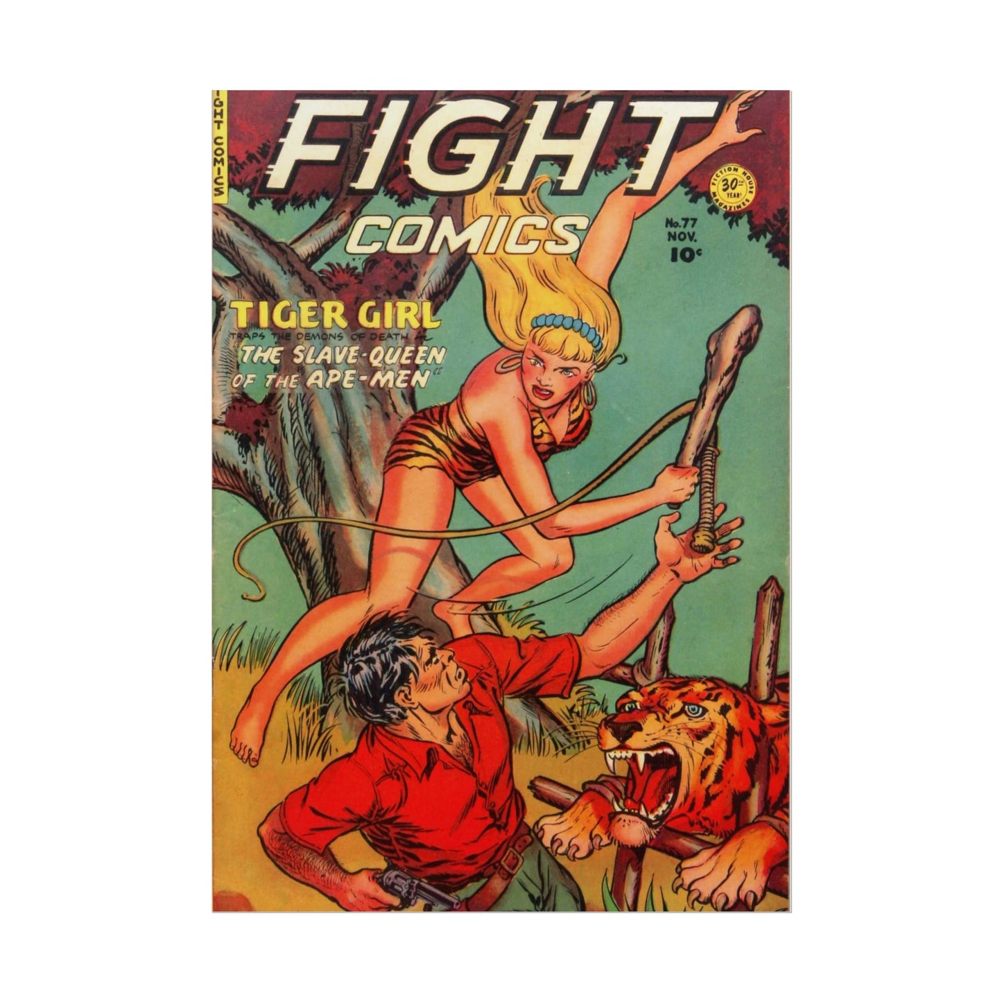 Vintage Fight Comics Rolled Poster - Old School Male 