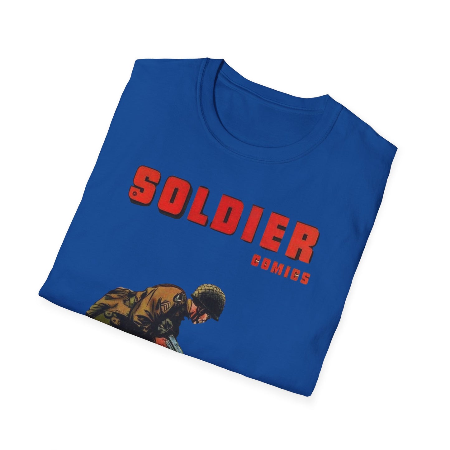 Vintage Retro Soldier Comics Graphic T-Shirt - 100% Cotton Classic Fit Tee