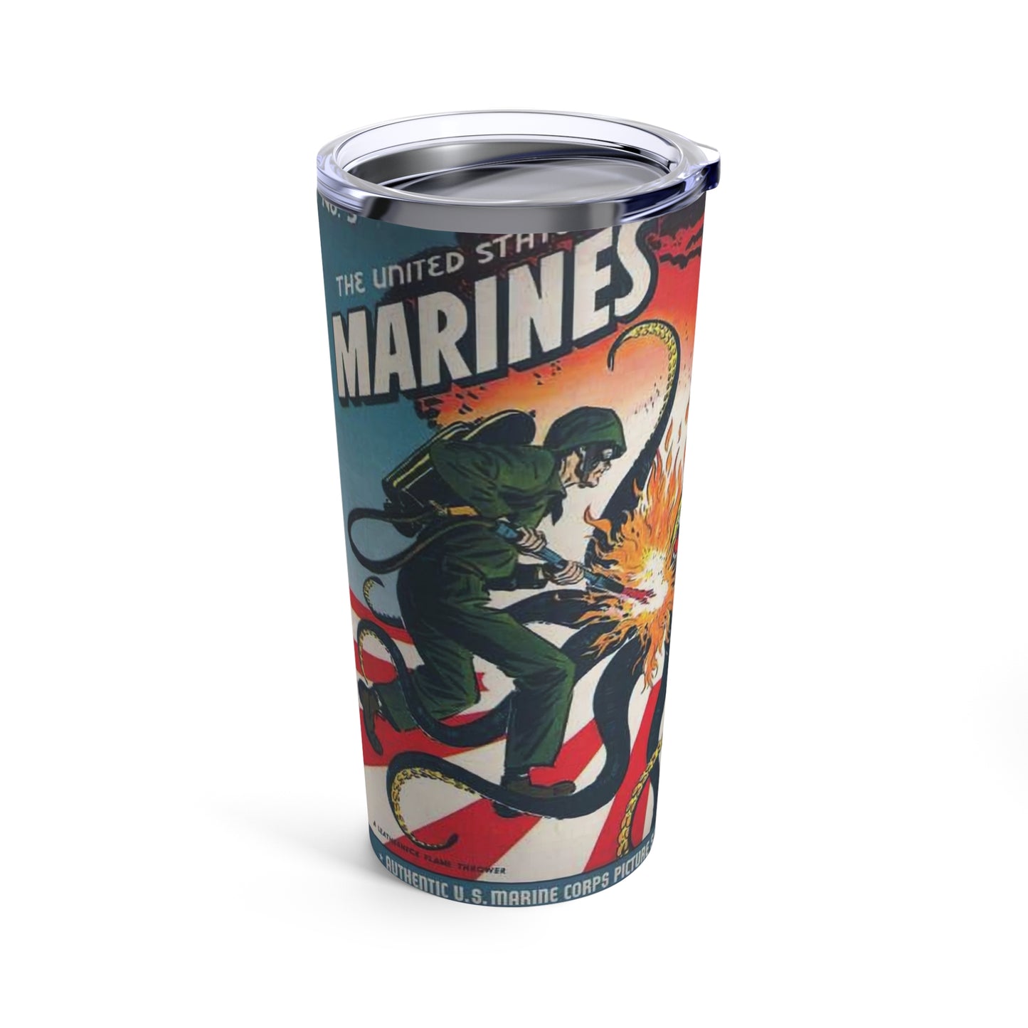 Vintage US Marine Corps Comic Art Insulated Tumbler 20oz - Old School Male 