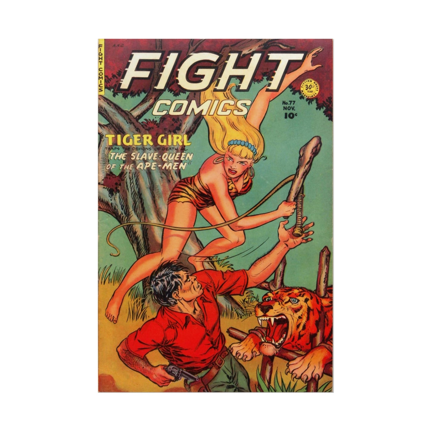 Vintage Fight Comics Rolled Poster - Old School Male 