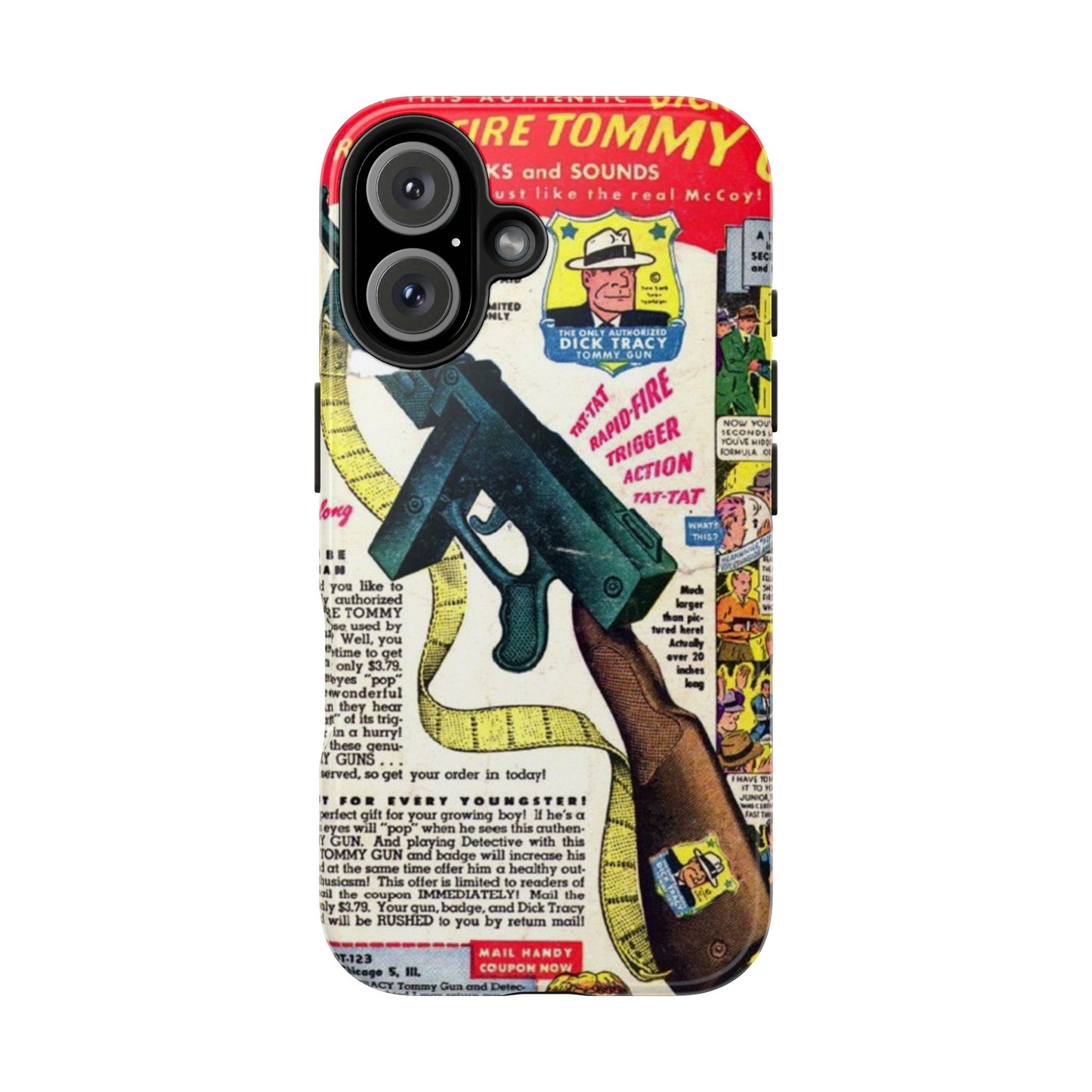 Dick Tracy Tommy Gun Vintage-Inspired Tough Phone Cases - Old School Male 