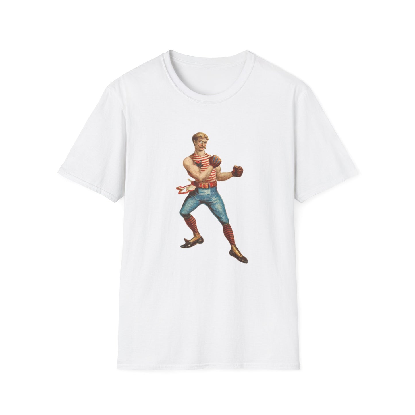 Vintage Boxer Pose Unisex Soft Cotton Tee - Old School Male 