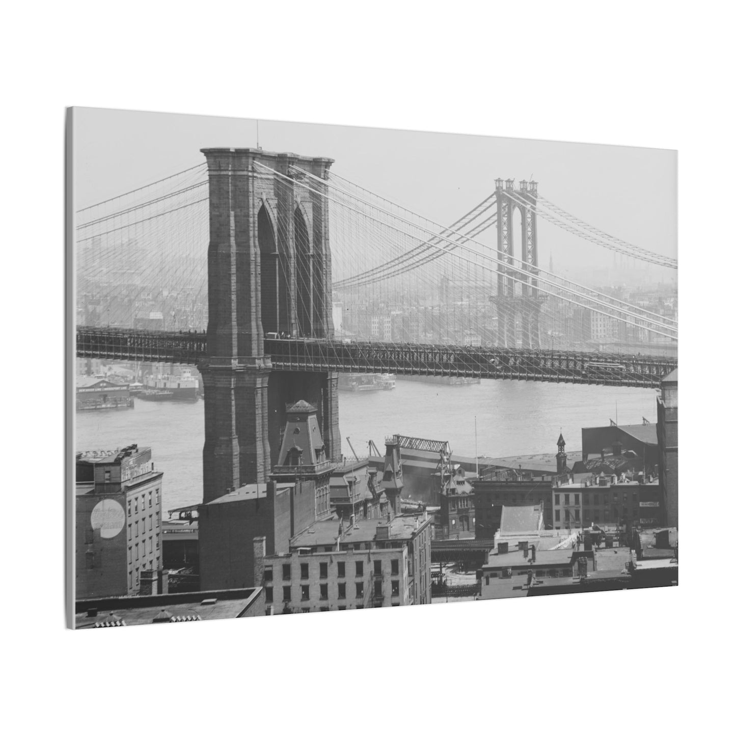 NYC Skyline with the Brooklyn Bridge Canvas Wall Art - Old School Male 