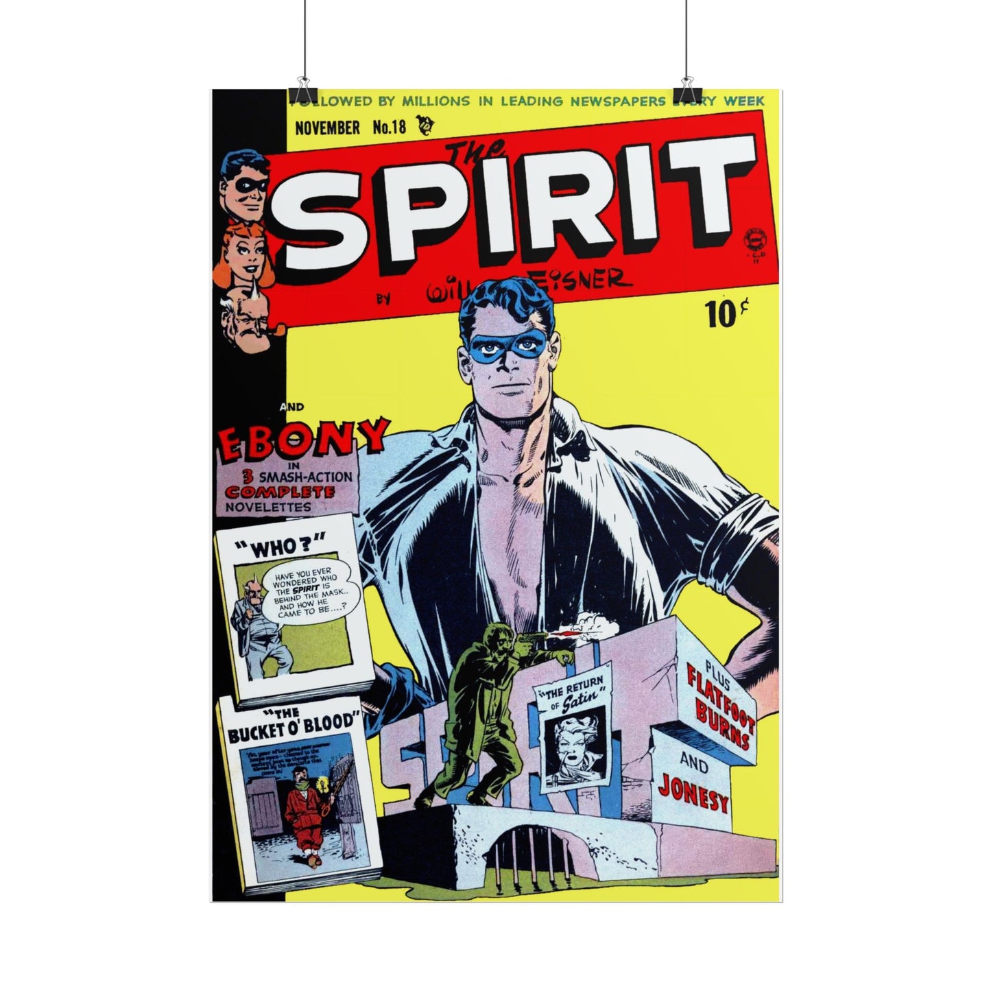 Retro November Number 18 The Spirit Comic Cover Poster