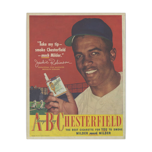 Jackie Robinson Vintage Cigarette Ad Canvas Print - Nostalgic Art for Collectors & Fans