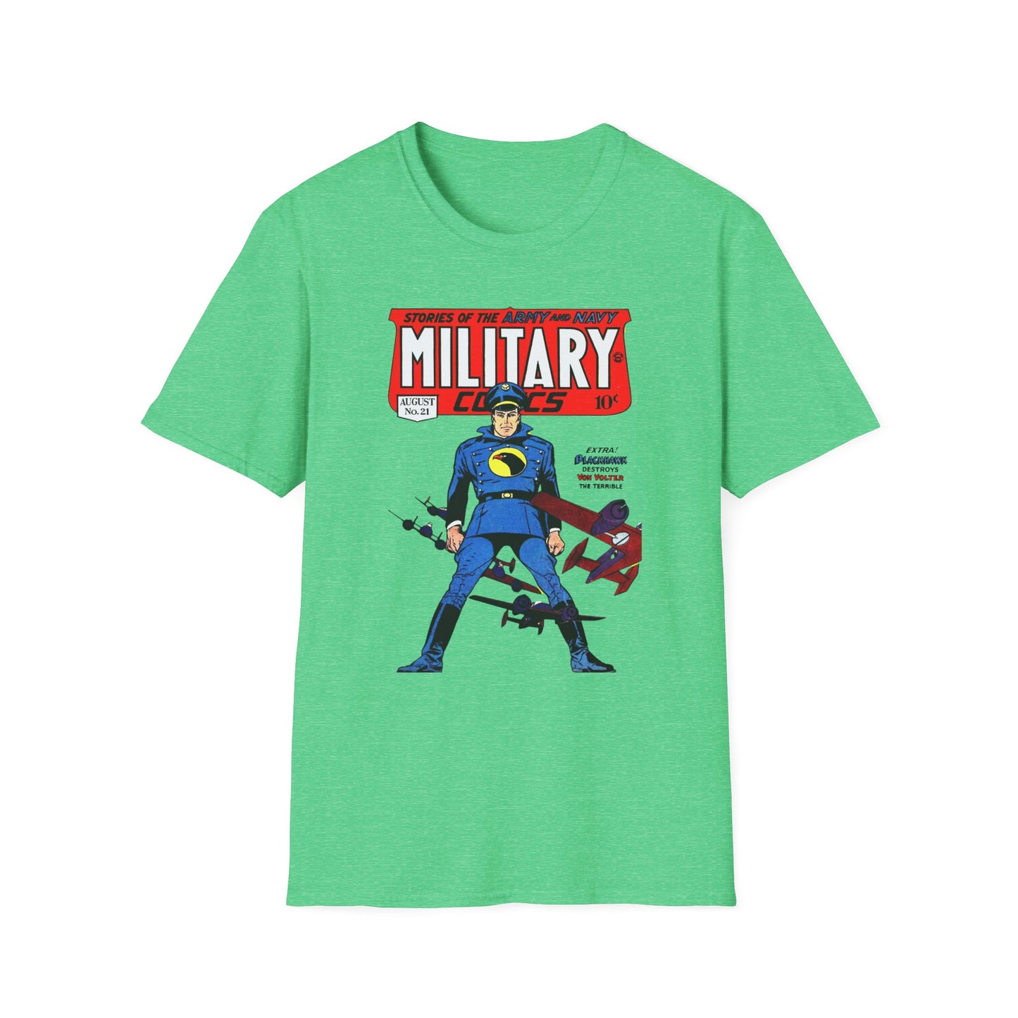 Vintage Military Comic Book Graphic Tee - 100% Cotton Retro T-Shirt for Comic Fans