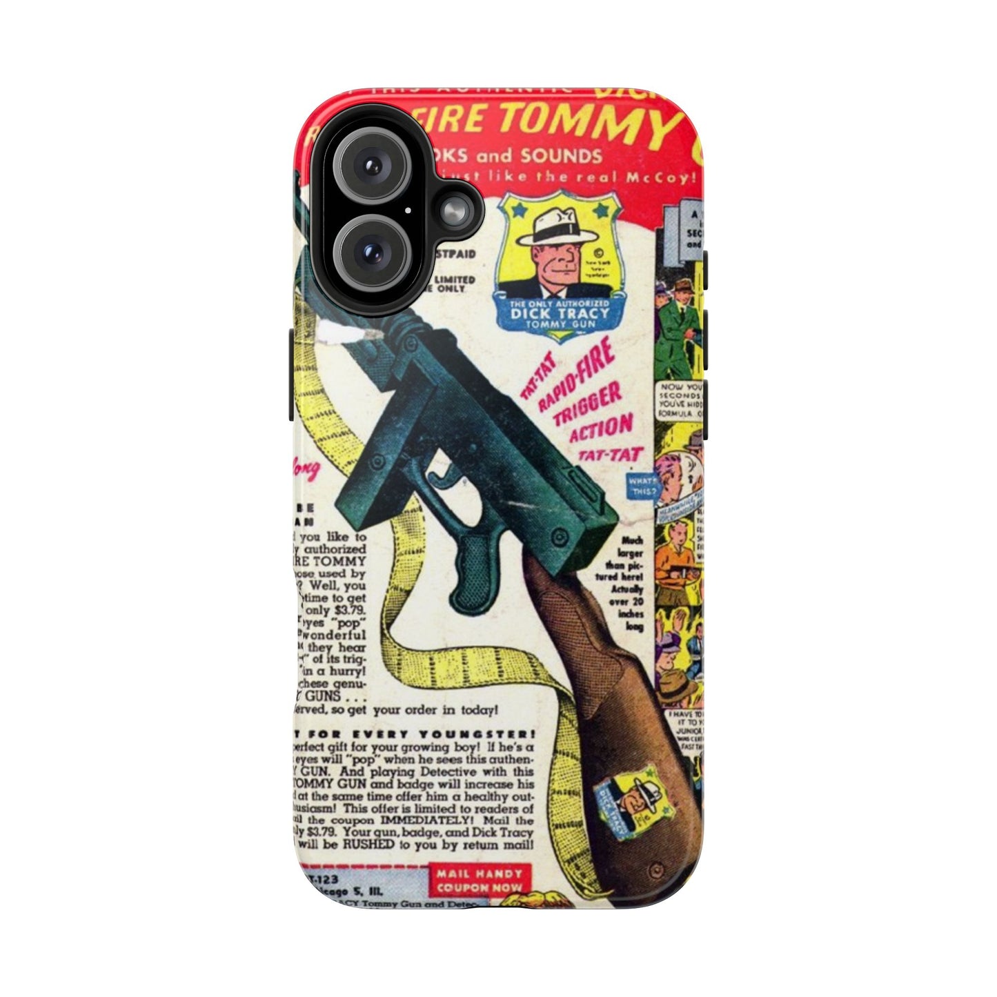 Dick Tracy Tommy Gun Vintage-Inspired Tough Phone Cases - Old School Male 