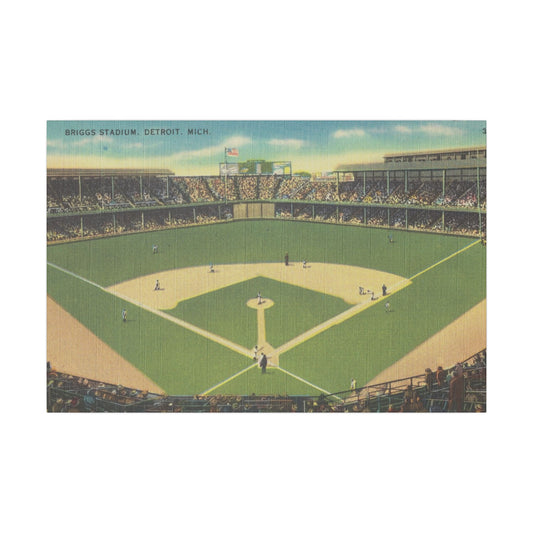 Retro Detroit Briggs Stadium Canvas Artwork