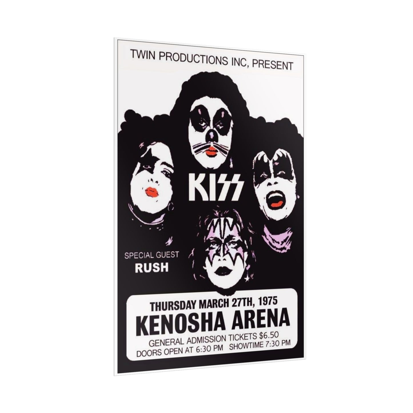 Retro Kiss Concert with Opener Rush at the Kenosha Arena Poster Print