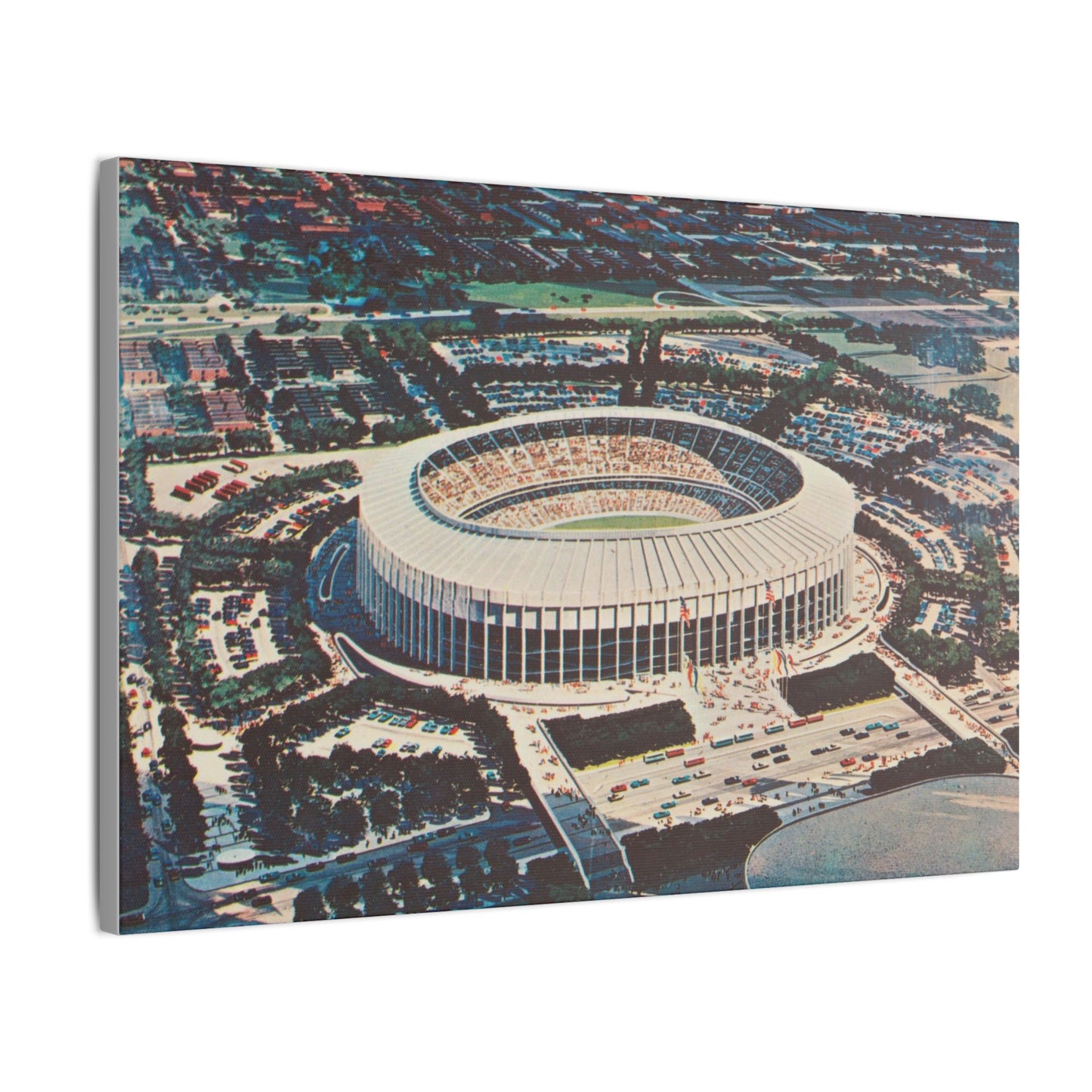 Aerial Canvas Art - Nostalgic Veterans Stadium Philadelphia Print