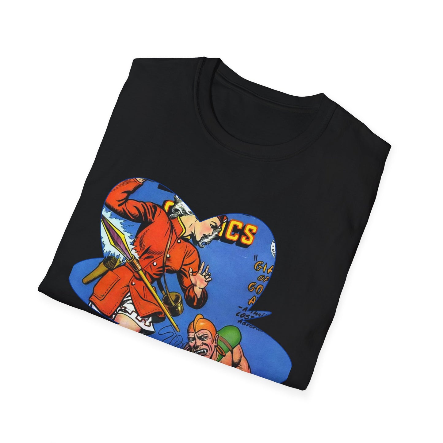 Vintage Comic Book Cover Unisex Softstyle Tee - Old School Male 