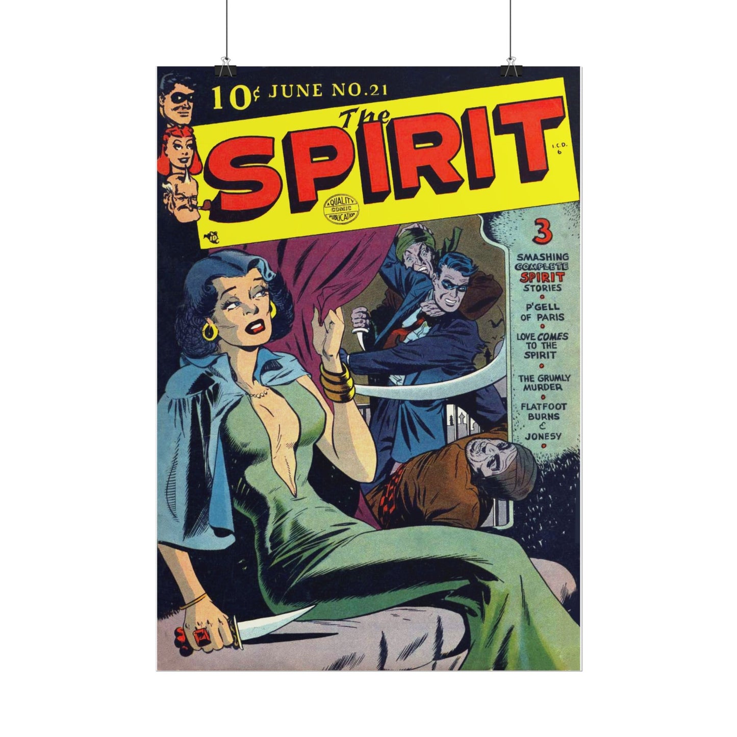 Retro June No 21 The Spirit Comic Book Cover Poster