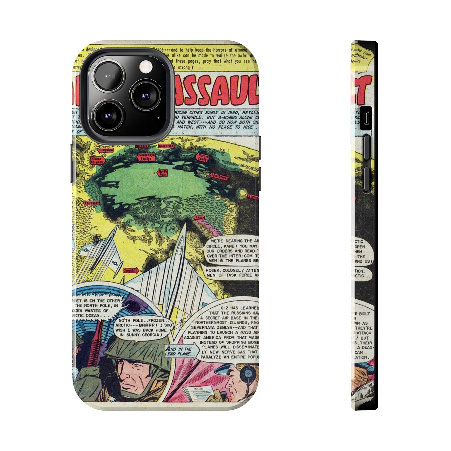 Vintage Atomic Warfare Comic Page Rugged Phone Cases - Old School Male 