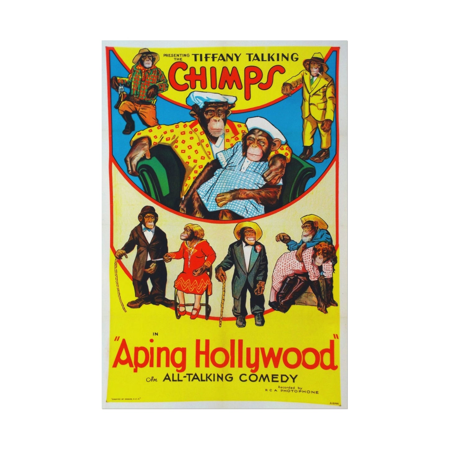 Retro Aping Hollywood Chimps Film Poster - Old School Male 