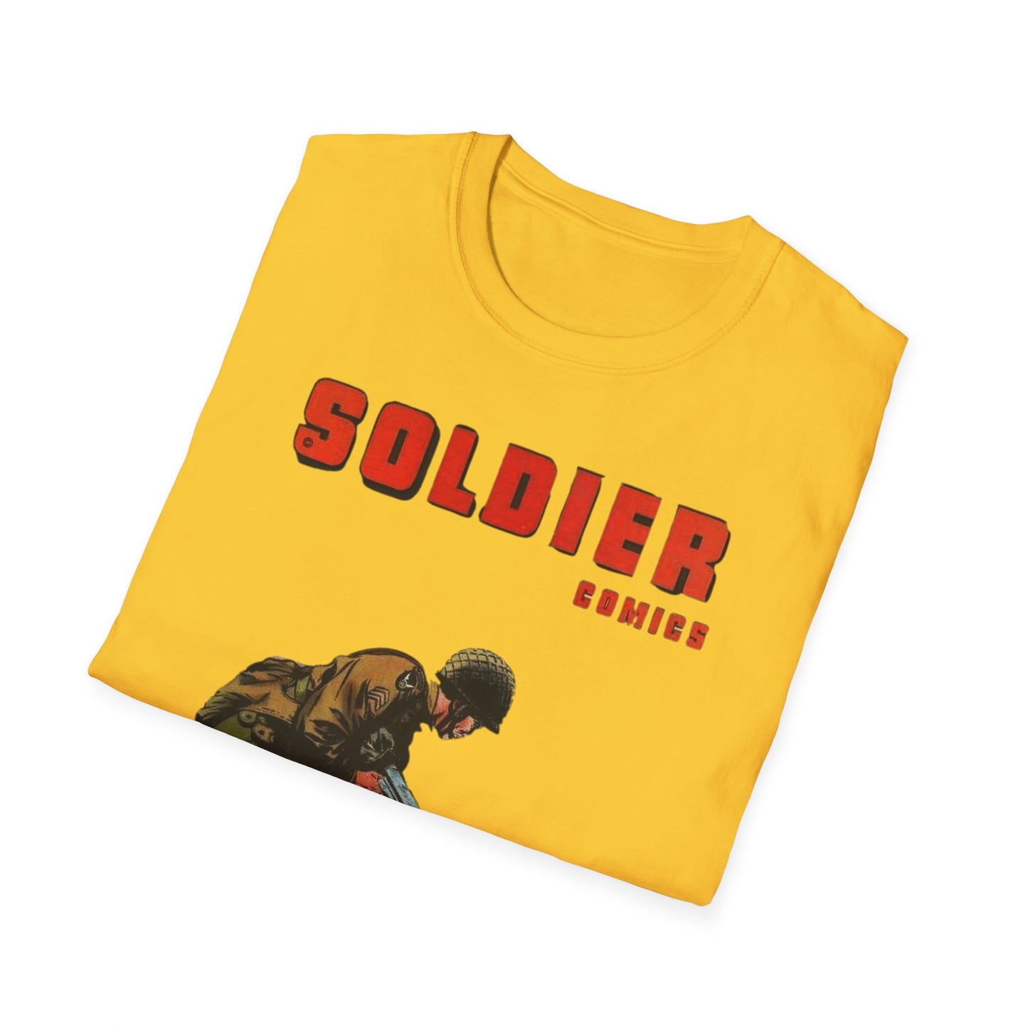 Vintage Retro Soldier Comics Graphic T-Shirt - 100% Cotton Classic Fit Tee