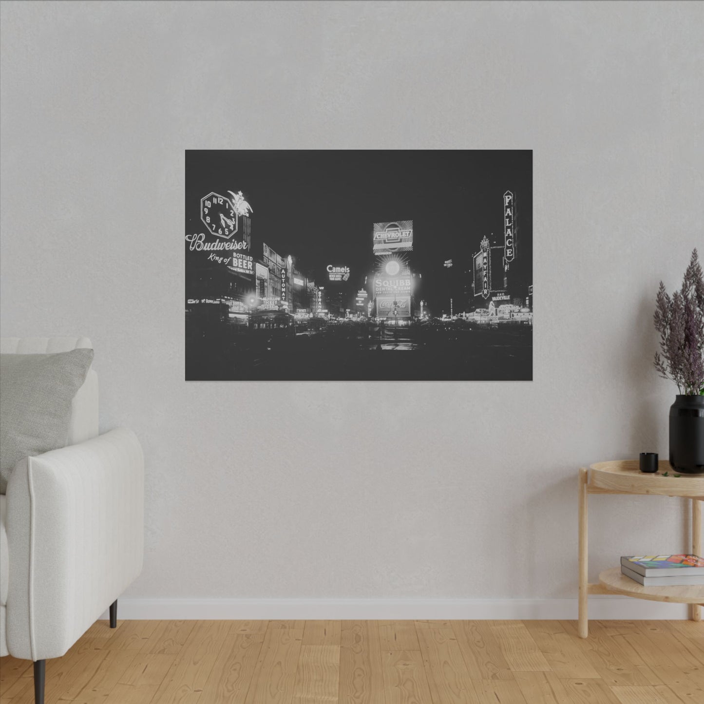 Nighttime Elegance: Vintage Times Square Matte Canvas Print (Multiple Sizes Available)