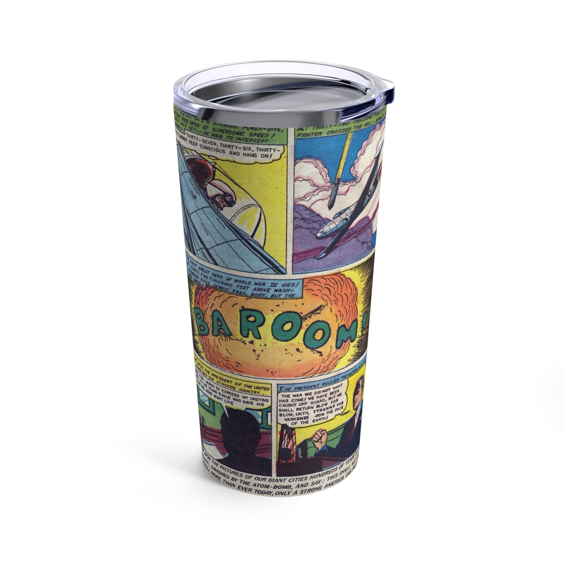 Vintage Atomic Warfare Comic Art Insulated Tumbler 20oz - Old School Male 