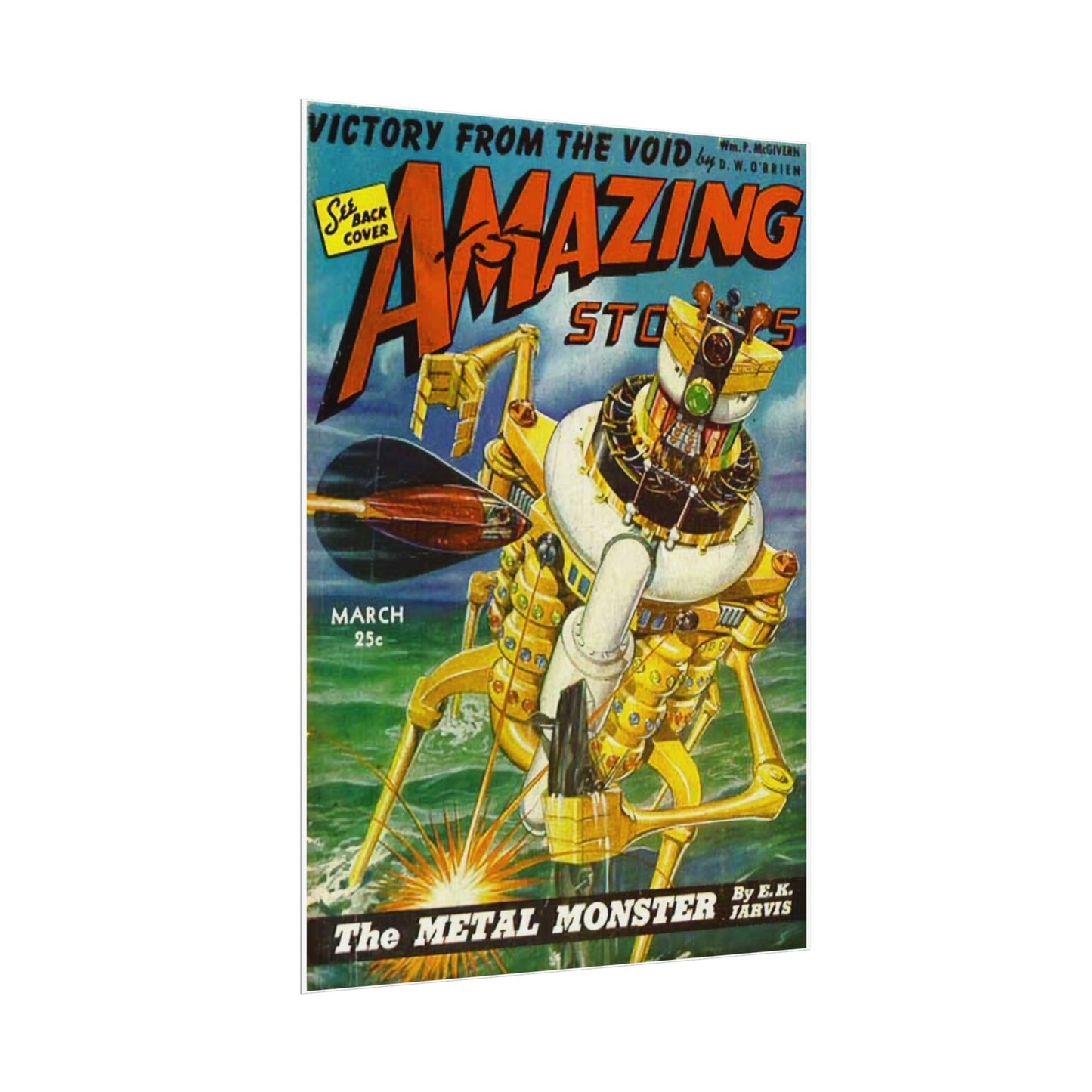 Retro 1950s Amazing Stories Comic Cover Poster - Old School Male 