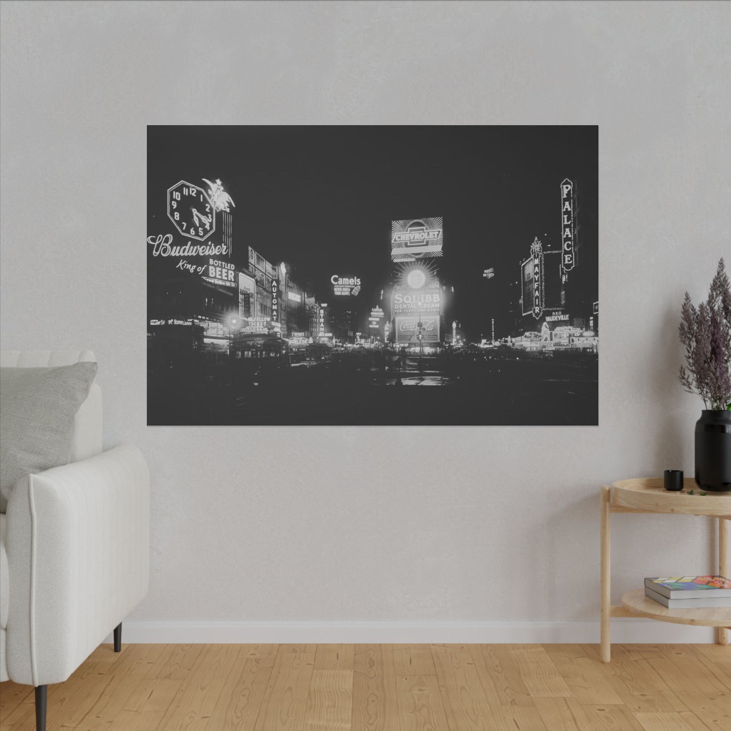 Nighttime Elegance: Vintage Times Square Matte Canvas Print (Multiple Sizes Available)