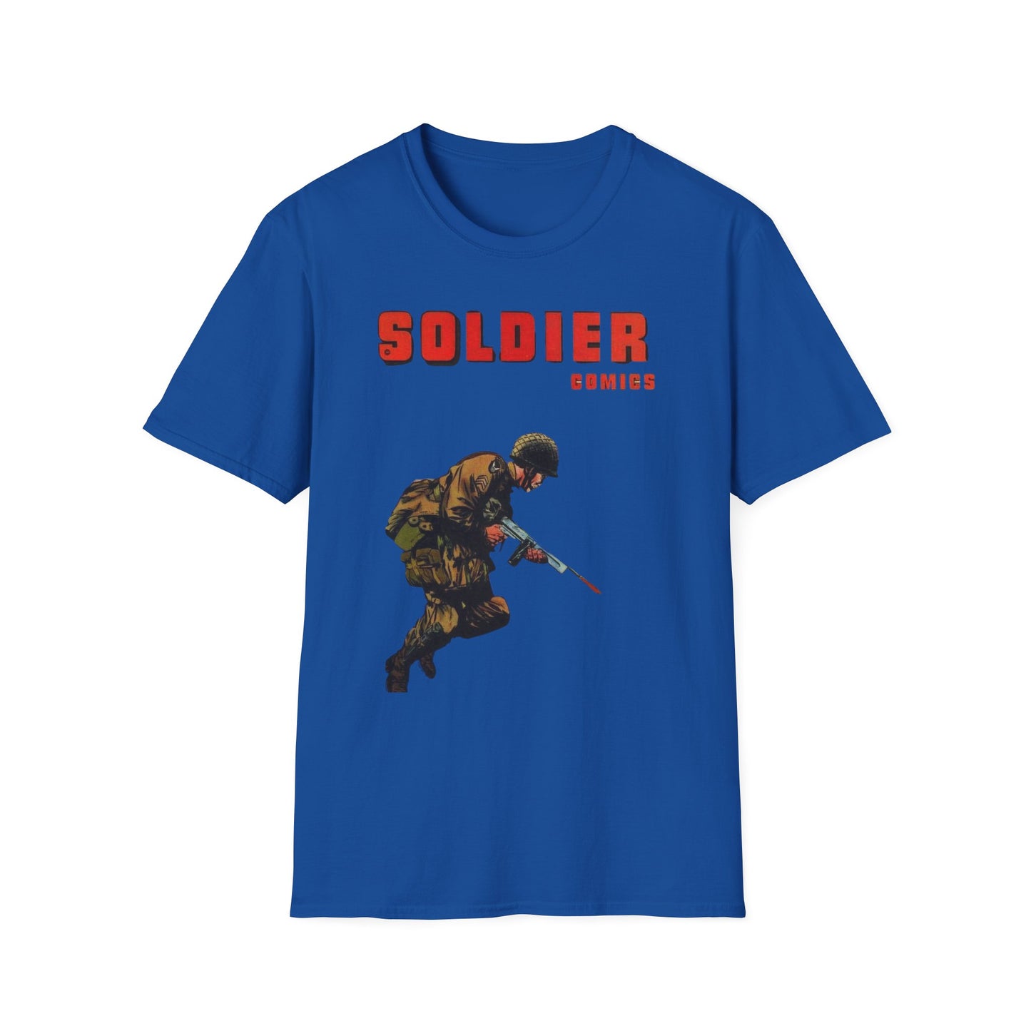 Vintage Retro Soldier Comics Graphic T-Shirt - 100% Cotton Classic Fit Tee