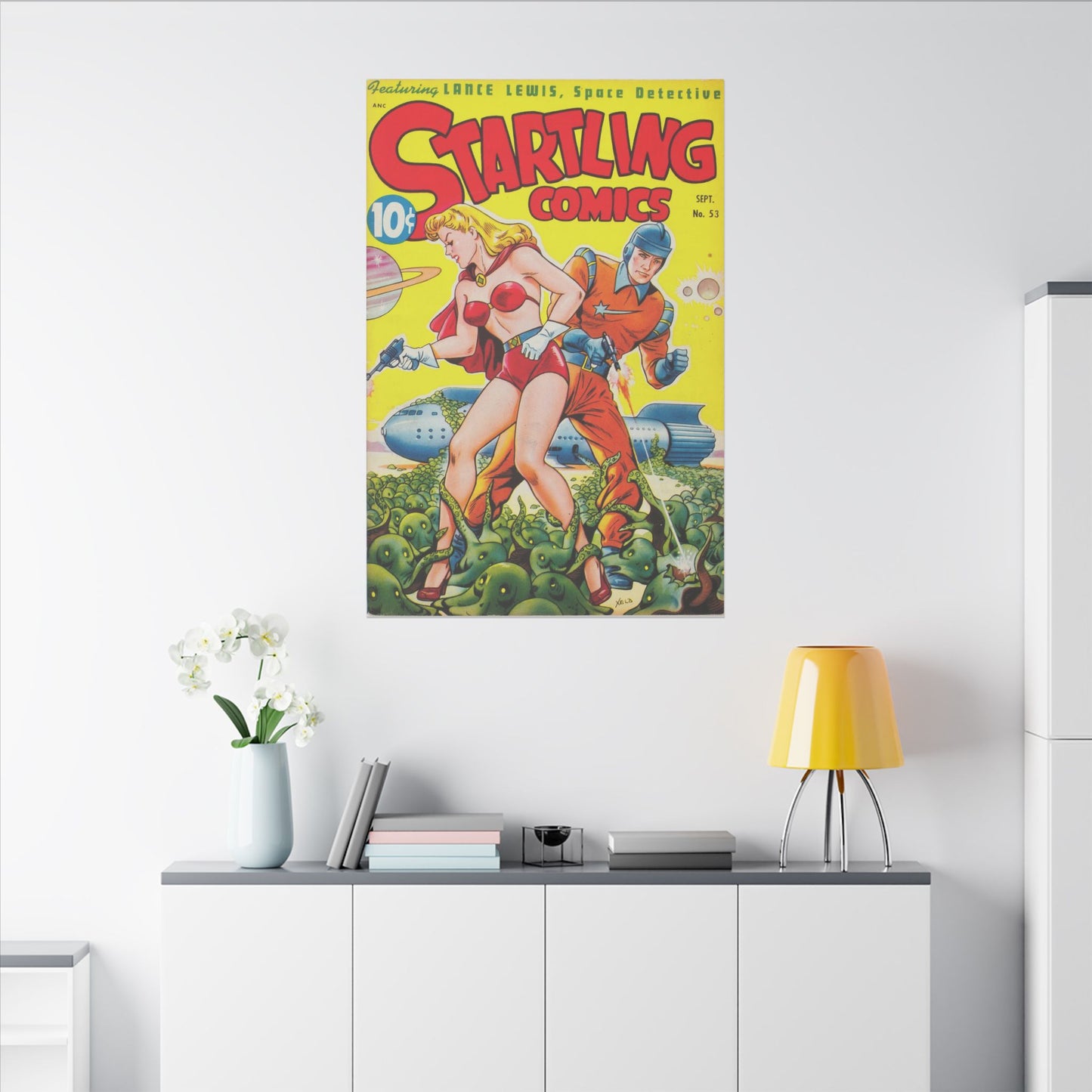 Vintage Comic Art Matte Canvas Print, Stretched, 0.75" (Multiple Sizes Available) - Old School Male 