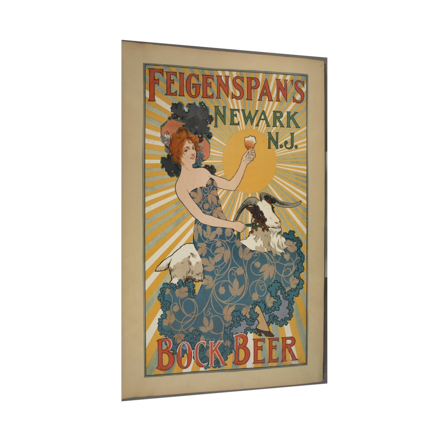 Feigenspan's Bock Beer Vintage Beer Ad Poster