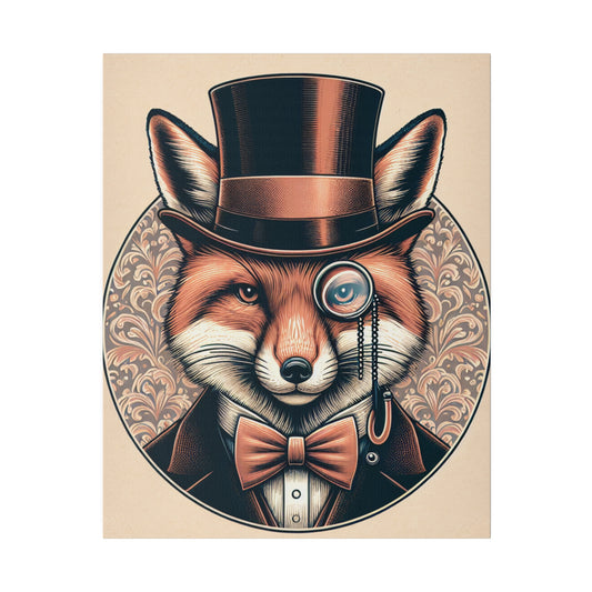 Dandy Fox with Monocle Canvas Print - Old School Male 