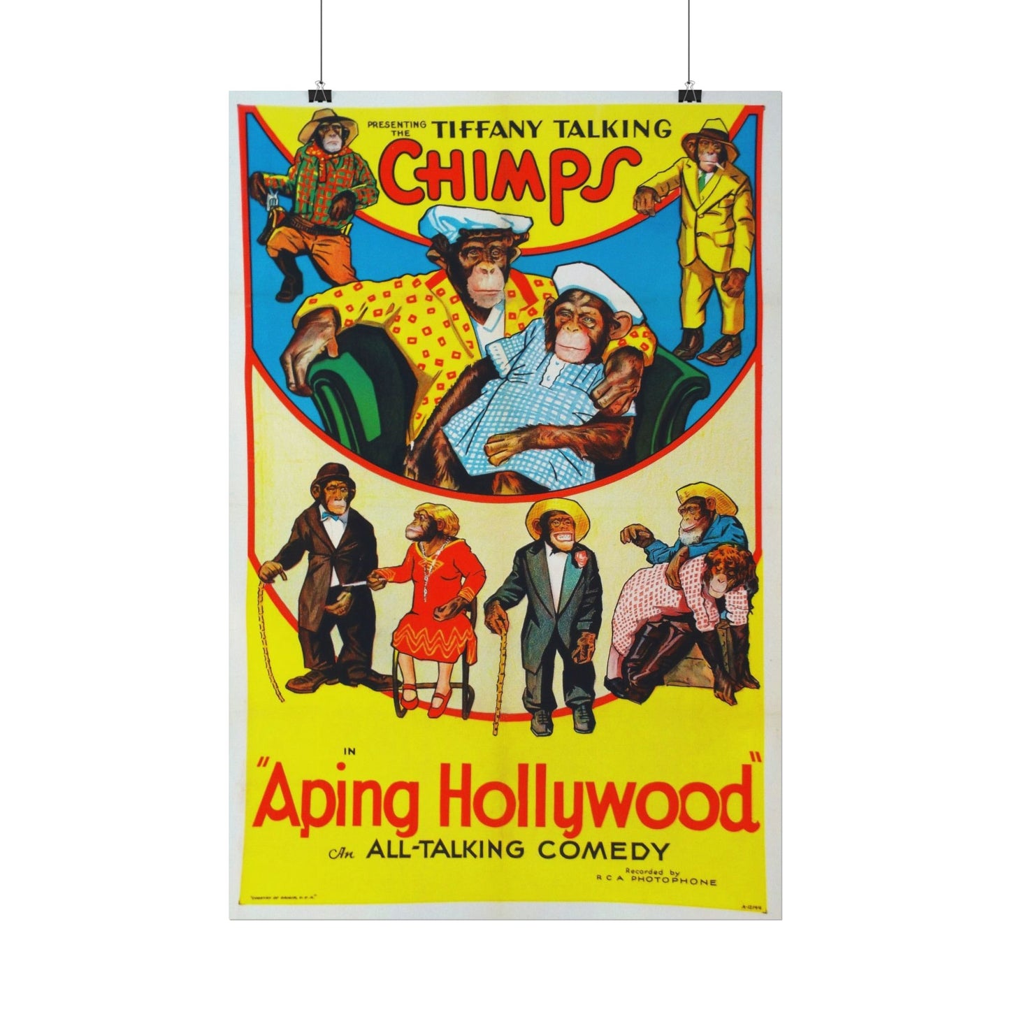 Retro Aping Hollywood Chimps Film Poster - Old School Male 