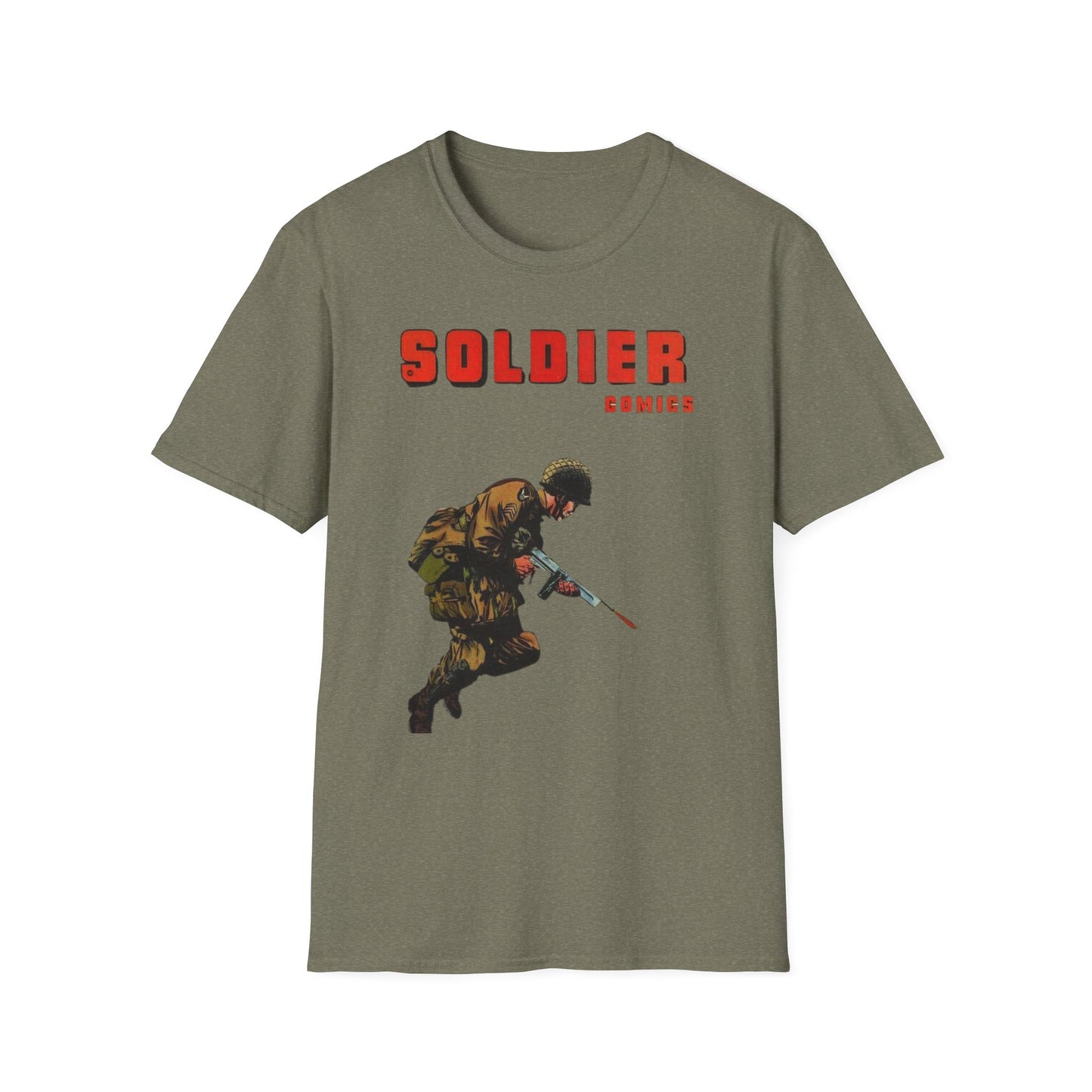 Vintage Retro Soldier Comics Graphic T-Shirt - 100% Cotton Classic Fit Tee