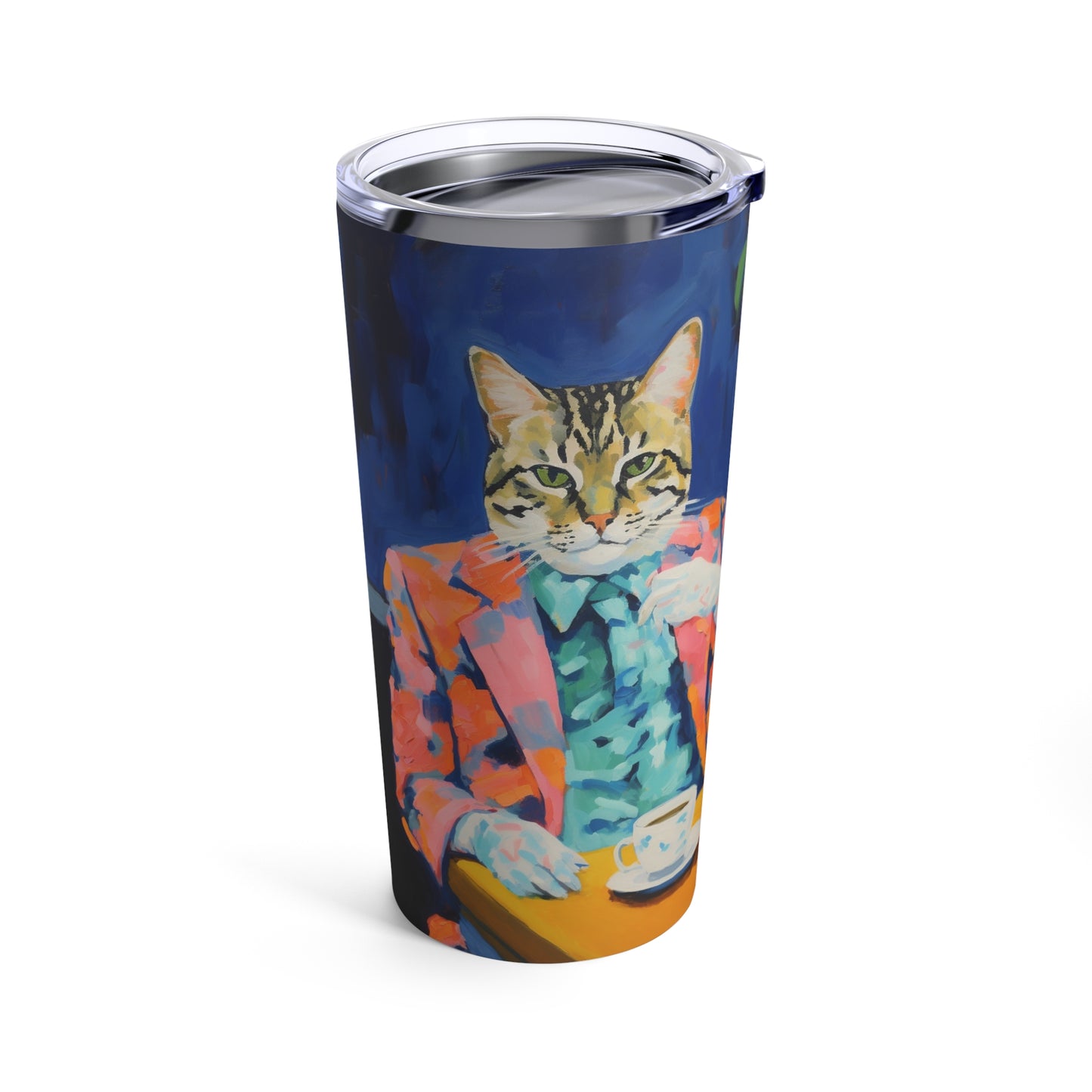 Whimsical Cat in Suit Art Tumbler 20oz - Old School Male 