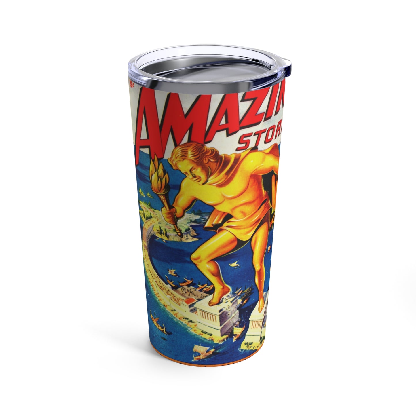 Vintage Sci-Fi Inspired 20oz Tumbler with Retro Artwork from Amazing Stories Magazine - Old School Male 