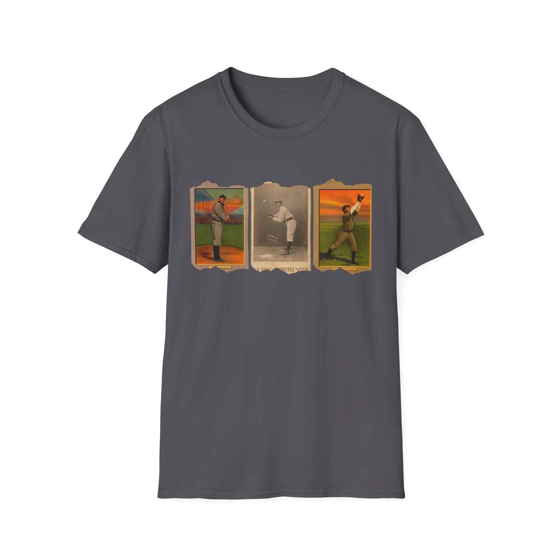 Retro Baseball Card Graphic Unisex Softstyle Tee - Old School Male 