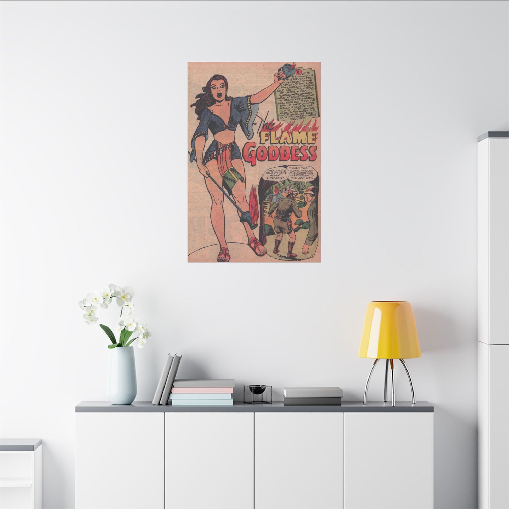 Vibrant Flame Goddess Matte Canvas Artwork - Stretched & Ready to Hang (Various Sizes) - Old School Male 