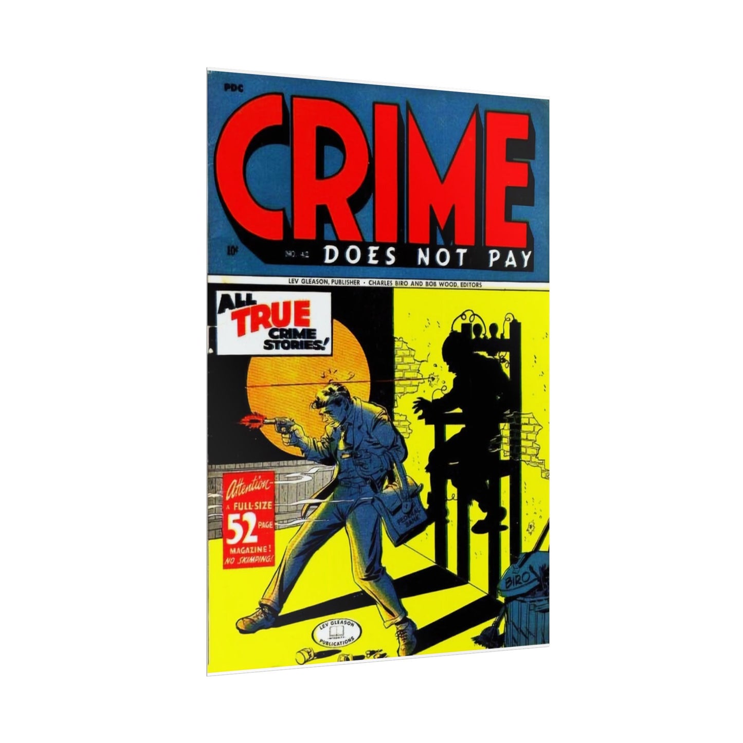 Retro Crime Does Not Pay Comic Book Cover Poster - Old School Male 