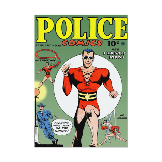 Retro Police Comics Number 15 Cover Poster Print - Old School Male 