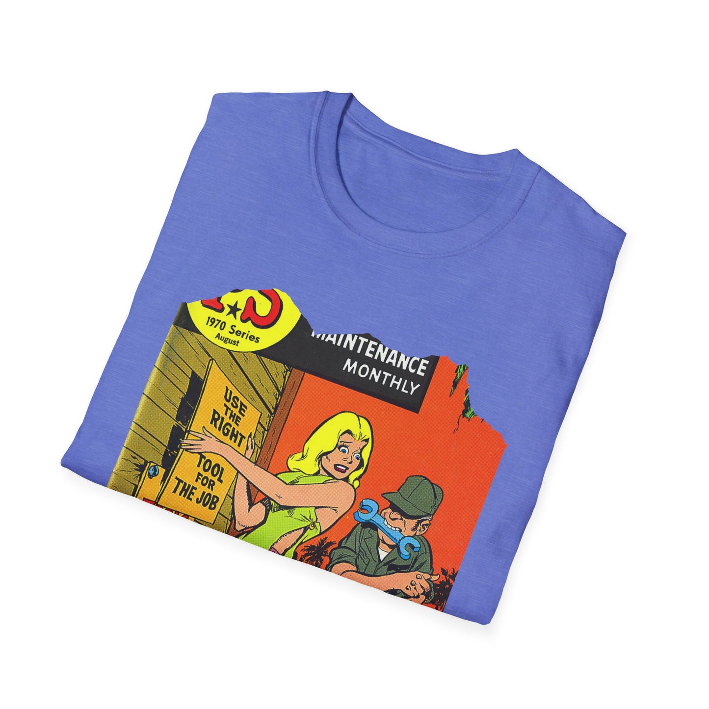 Vintage Military-Inspired Comic Art Unisex Softstyle Tee