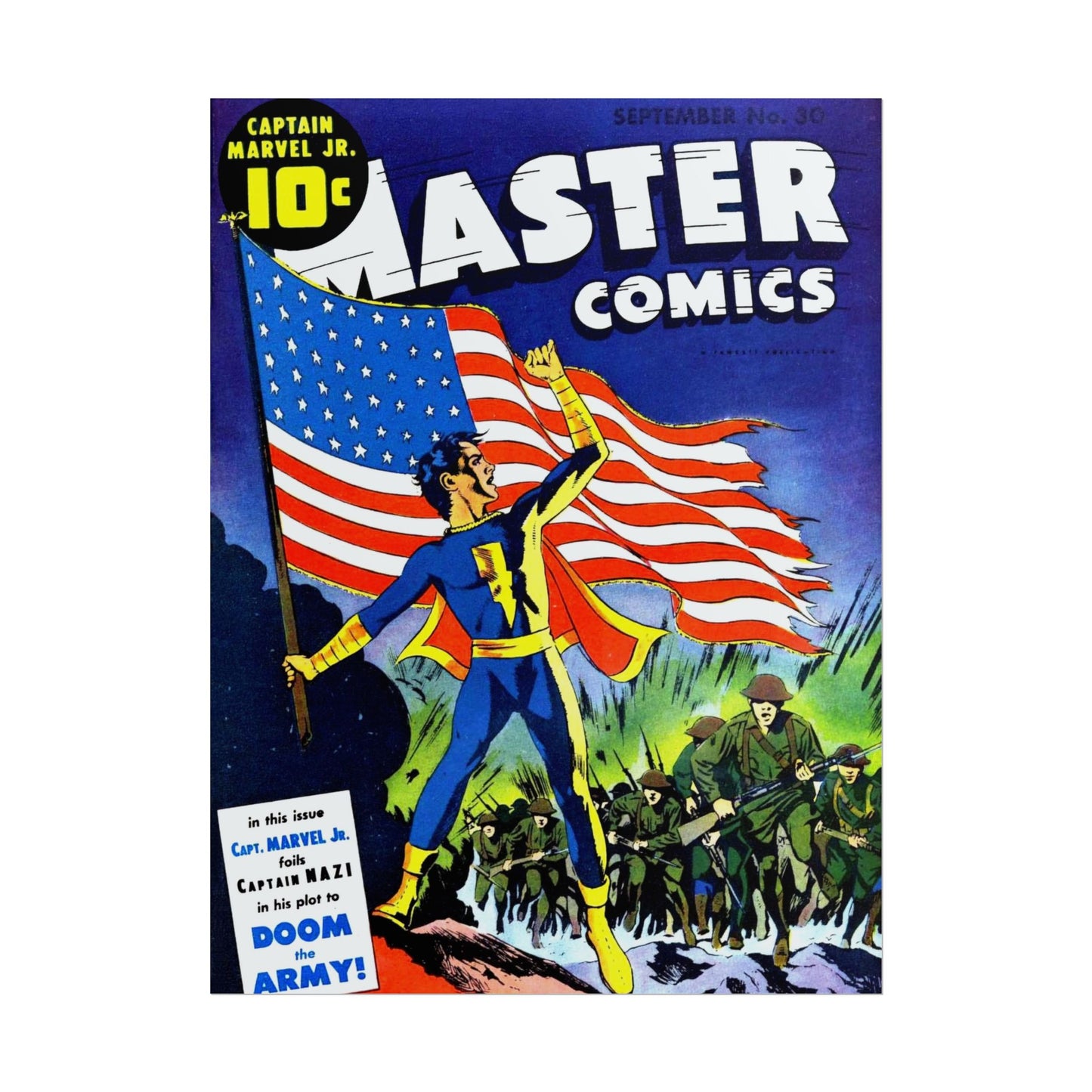 Retro September Number 30 Master Comics Cover Poster - Old School Male 