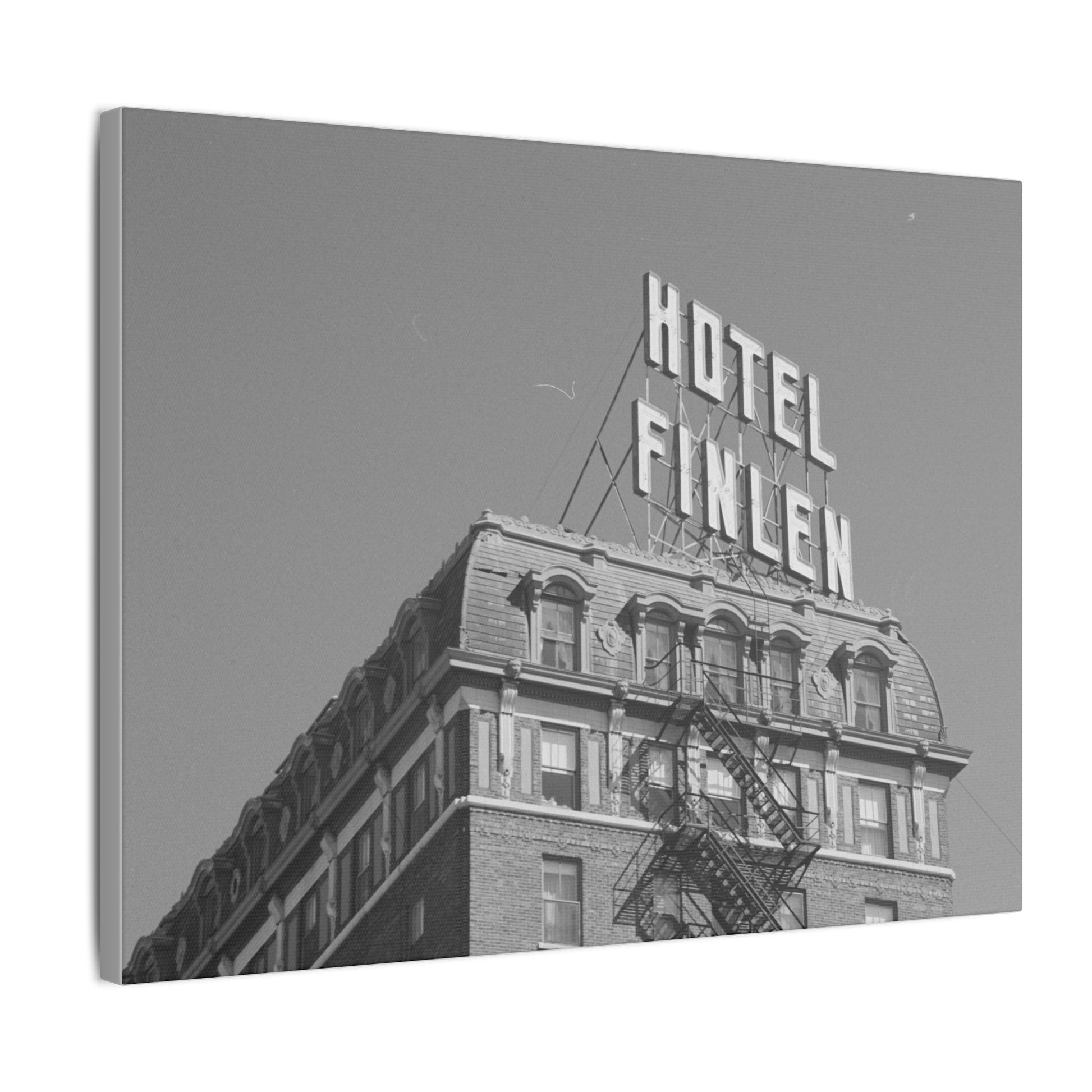 Vintage Hotel Finlen Butte Montana Canvas Print - Old School Male 