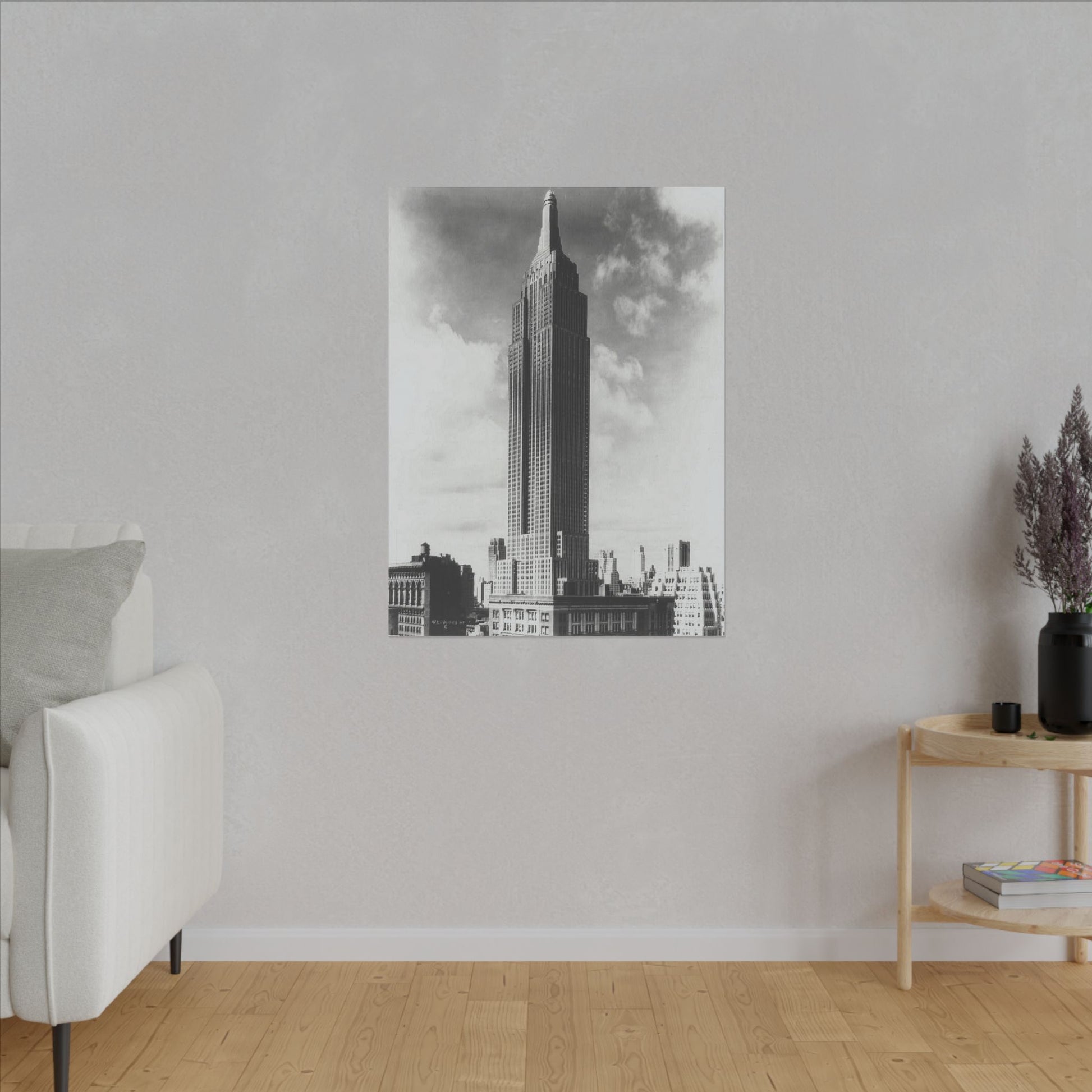 Classic Monochrome Canvas Print of the Iconic Empire State Building - Stretched Matte Art (Multiple Sizes Available) - Old School Male 