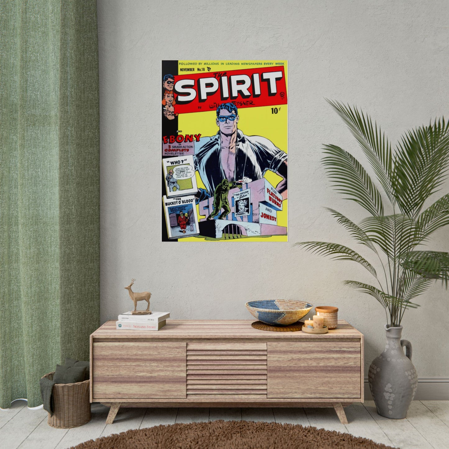 Retro November Number 18 The Spirit Comic Cover Poster - Old School Male 