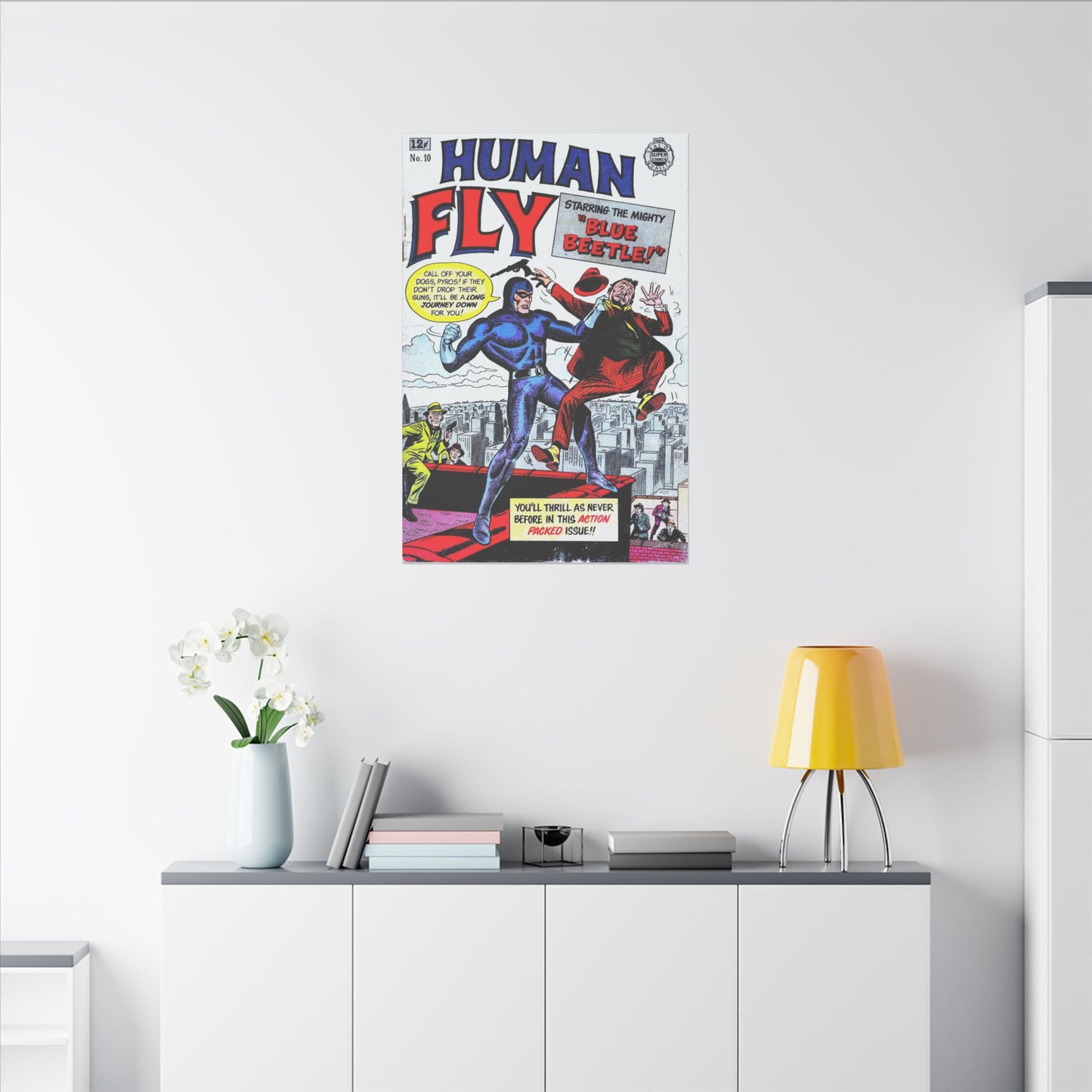 Vintage Human Fly Comic Art Canvas Print – Stretched Matte (Various Sizes)