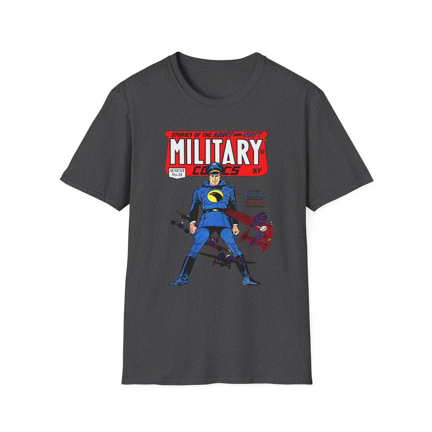 Vintage Military Comic Book Graphic Tee - 100% Cotton Retro T-Shirt for Comic Fans